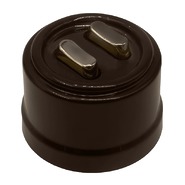 Выключатель проходной 2 кл, кнопочный, ручка бронза — коричневый, Лизетта, Bironi