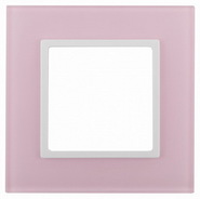 Рамка 1 пост, стекло - розовый+белый, ЭРА Elegance