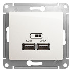 USB розетка A+С, 5В/2,4А, 2х5В/1,2 А, механизм - перламутр, Schneider Glossa