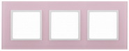 Рамка 3 поста, стекло - розовый+белый, ЭРА Elegance