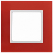 Рамка 1 пост, стекло - красный+белый, ЭРА Elegance