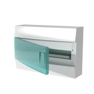 Бокс настенный 18 мод, белый, зеленая прозрачная дверь, с клеммами ABB Mistral IP41