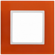 Рамка 1 пост, стекло - оранжевый+белый, ЭРА Elegance