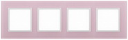 Рамка 4 поста, стекло - розовый+белый, ЭРА Elegance