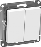 Выключатель двухклавишный влагозащищенный IP44 - белый, Schneider Atlas Design