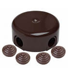 Распределительная коробка 110 мм, пластик — коричневый, Bironi (4 кабельных ввода в комплекте)