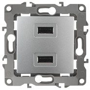 Устройство зарядное USB, 230В/5В-2100МА - алюминий, ЭРА 12