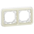 Plexo IP55 Рамка 2 поста белая + суппорт для 2-х механизмов 69694
