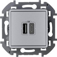 Зарядное устройство с двумя USB-разьемами A-C 240В/5В 3000мА - алюминий INSPIRIA 673762