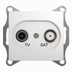 Розетка телевизионная TV-SAT одиночная в рамку 1дБ  - белый, Schneider Electric Glossa
