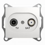 Розетка телевизионная TV-SAT одиночная в рамку 1дБ  - белый, Schneider Electric Glossa