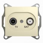 Розетка телевизионная TV-SAT одиночная в рамку 1дБ  - бежевый, Schneider Electric Glossa