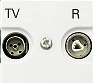 Розетка TV-R проходная - альпийский белый, ABB Zenit (8150.7 + N2250.8 BL)