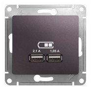 Розетка USB A+A, 5В/2,1 А, 2х5В/1,05 А, механизм - сиреневый туман, Schneider Glossa