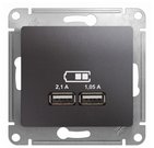 Розетка USB A+A, 5В/2,1 А, 2х5В/1,05 А, механизм - графит, Schneider Glossa
