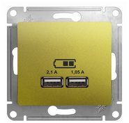Розетка USB A+A, 5В/2,1 А, 2х5В/1,05 А, механизм - фисташковый, Schneider Glossa